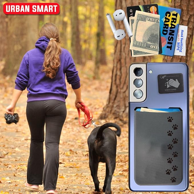 Phone Wallet - Adhesive Card Holder - Cell Phone Pouch - Stick on Lycra Pocket by Gecko - Carry Credit Cards and Cash