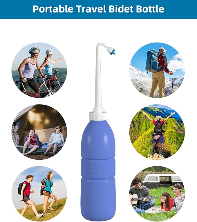Hibbent 2 Pack 620ml Portable Bidet Sprayer for Women or Men, Handheld Travel Bidet for Personal Hygiene, Jet Spray Bottle for Toilet & Bathroom, Peri Bottle for Postpartum Care, Travel Bag, Purple