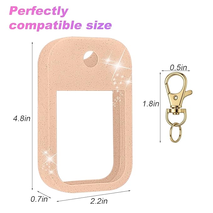 AIERSA Hand Sanitizer Spray Glitter Case Compatible with Touchland, Silicone Hand Sanitizer Case Holder with Keychain for Touch Land Mist 1FL. OZ(Glitter Sequin Blush Beige)