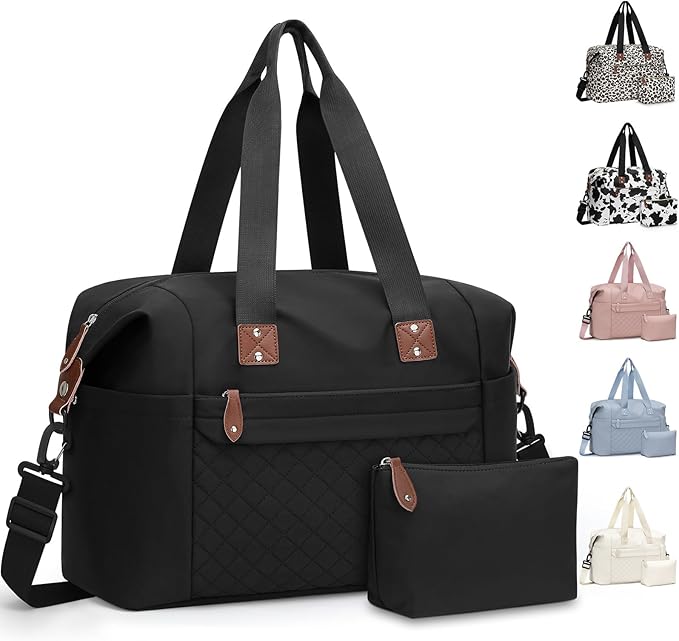Pritent Travel Duffle Bag, Waterproof Weekender Overnight Hospital Bags for Women Men with Toiletry Bag Lightweight Carry on Personal Item Duffle Gym Bag for Travel, Airplanes, Sports