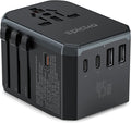 EPICKA Universal Travel Adapter GaN 45W, European Travel Plug Adapter with PD&QC Fast Charging(2 USB-A & 3 USB-C Ports) - Worldwide Travel Essentials, International Power Adapter for UK/US/AU