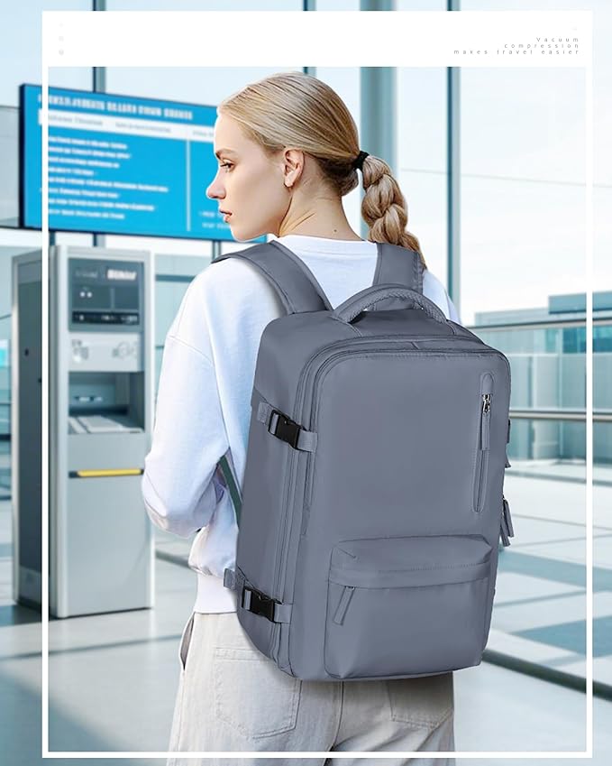 VECAVE Carry On Backpack for Women, Large Travel Backpack Flight Approved, Waterproof 14 Inch Laptop Backpack Business Work Backpacks Men Mochila De Viaje, Blue