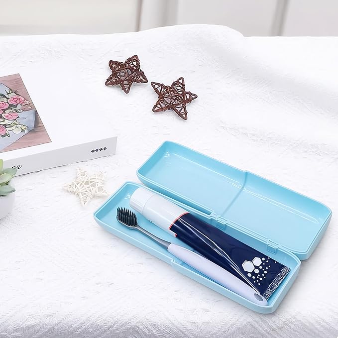 Toothbrush Travel Case, 2-in-1 Large Capacity Toothbrush Holder and Rinse Cup with Cover for Traveling, Camping, Gym, and Trips (Blue)