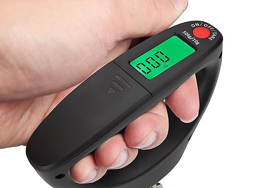 110lb 50kg Portable Digital Hanging Luggage Weight Scale Postal Scales, 2 AAA Batteries (Not Included) (Black)