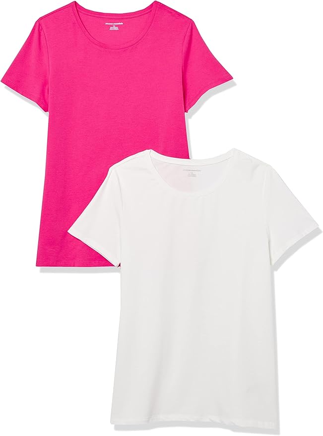 Amazon Essentials Women's Regular-Fit Short-Sleeve T-Shirt (Crewneck and V-Neck Options), Multipacks