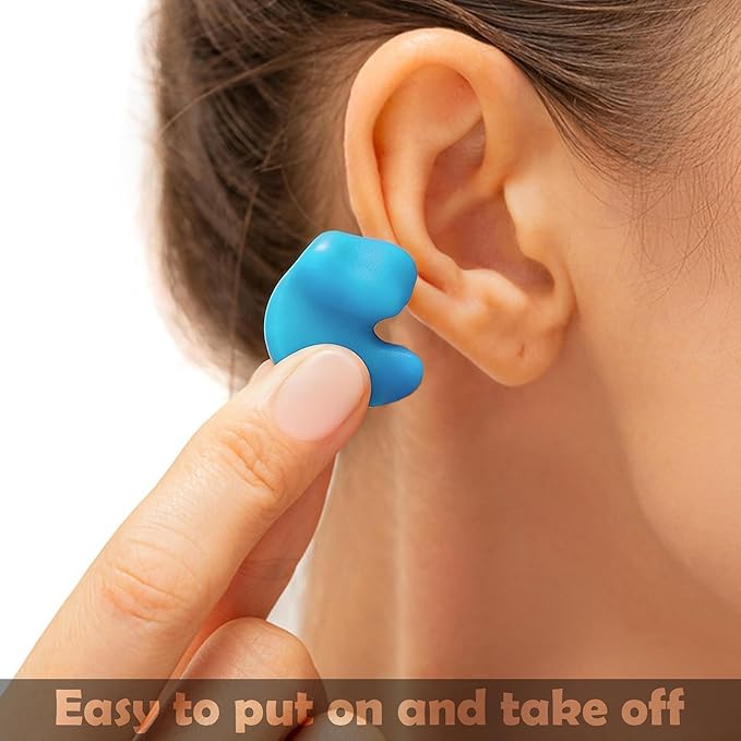BlingKingdom 4 Pairs Moldable Silicone Ear Plugs, Soft Reusable Noise Cancelling Sleep Earplug for Sleeping, Airplanes, Travelling, Studying, Concerts, Swimming (Blue)