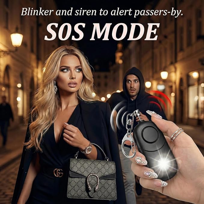 Personal Alarm for Women Keychain Alarm: Qoosea 135dB Emergency Keychain Siren with Strobe Light Loud Siren for Women Kids Students Seniors Emergency Self-Defense for Night Sports