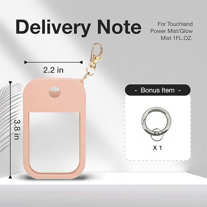1 PC Soft Silicone Case for Touchland Power Mist (1FL. OZ./30 mL), Protective and Stylish Case with Keychain Compatible with Touchland Hand Sanitizer Spray (Nude)