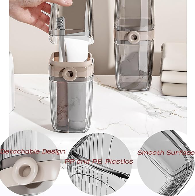 4 Pack Travel Soap Case and Toothbrush Travel Case Portable Soap Holder Toothbrush Holder with Cover Leakproof Soap Container for Trip Bathroom Camping Gym Outdoor (clear grey)