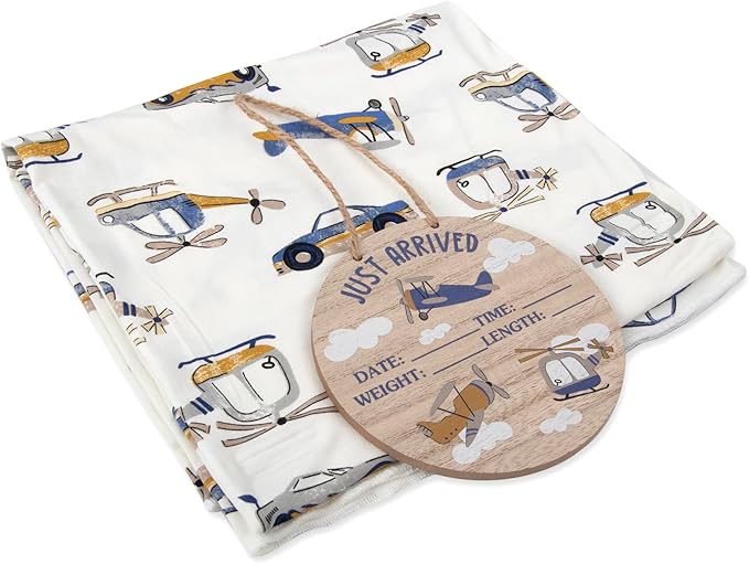 Newborn Baby 4 Piece Coming Home Outfit Gift Set – Footie Sleeper, Blanket, Headband & Ornament for Boys & Girls