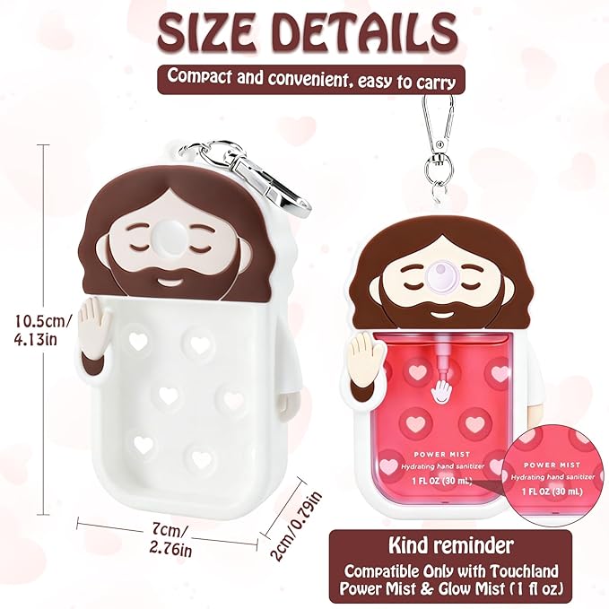 Silicone Case Compatible with Touchland Hand Sanitizer Spray, Touchland Case with Keychain, Protective Case for Power & Glow Mist 1 FL Oz/30ML, Hand Sanitizer Spray Accessory for Mother's Day(White)