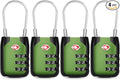 Joyway TSA Approved Luggage Lock, 3 Digit Combination Cable Lock with Alloy Body, Travel Combination Locks for Suitcases, Backpack and Golf Bag (Green, 4Pack)