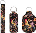 Suobstales 3Pcs Travel Bottles Keychain Holder Set,Travel Bottle Sleeves+Neoprene Chapstick Holders+Lanyard Keychain