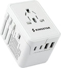 Universal International Plug Travel Adapter, 6 in 1 Wall Charger with 3 Type-C 5.8A 29W PD Fast Charging & 2 USB-A 5.8A & Multi AC Outlet Adaptor for USA EU UK AUS 200+ Countries