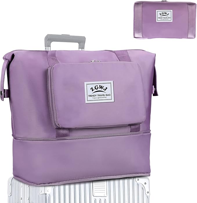 ZGWJ Travel Tote Bags, Expandable Overnight Weekender Bag for Women Foldable Carry-On | Expandable, Overnight, Foldable, Carry-On