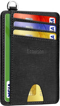 EcoVision Slim Minimalist Front Pocket Wallet, RFID Blocking Credit Card Holder Wallet with Detachable D-Shackle for Men Women