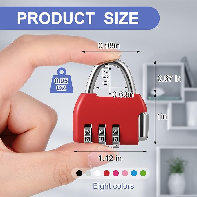 Moxweyeni 10 Pcs Digit Combinations Padlock Safe Cipher Lock Mini Combination Resettable Number for Suitcases Luggage Briefcases Computer Bags (Modern Style,Multicolor)