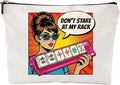 ZUYUROU Funny Mahjong Gifts for Women - Don't Stare At My Rack Makeup Bag - Retro Pop Art American Mahjong Accessories - Zipper Pouch for NMJL Card, Tiles, and Cosmetics - Unique Game Night Prize