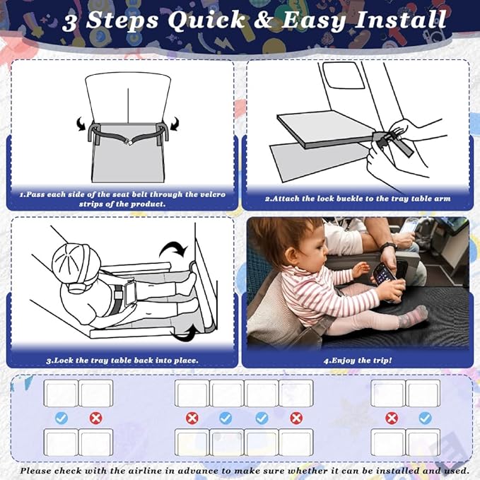 Airplane Footrest for Kids, Toddler Travel Bed for Sirplane, Seat Extender Airplane for Leg Rest and Lie Down, Flying Travel Essentials for Baby