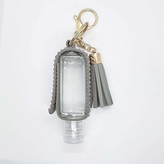2 Pcs 1oz Bling Travel Bottle Case with Keychain, Travel Bottles for Alcohol, Hand Soap, Refillable Containers Portable