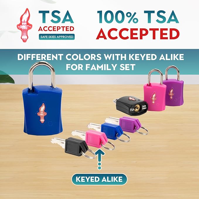 4 Pack TSA Approved Luggage Locks in Family Pack,Suitcase Lock TSA Approved;TSA Approved Travel Lock for Backpacks, Bags and Luggage That Airport Security Will not Clip, 4 Pack Mixed