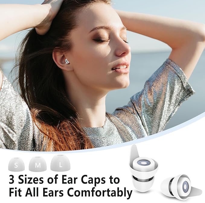 Noise Canceling Earplugs for Airplane: 27dB Reduction, Ear Pressure Relief. 2 Pairs, 3 Sizes (Kids & Adults). Reusable Silicone, Aluminum Case. Ideal for Concerts, Motorcycle, Sleeping