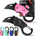 FUNBRO 2 Pack Small Pocket Knife Gifts for Men & Women, Folding Box Cutter, Birthday & Christmas Stocking Stuffers Gifts Idea for Wife Husband Dad Mom (Black & Pink)