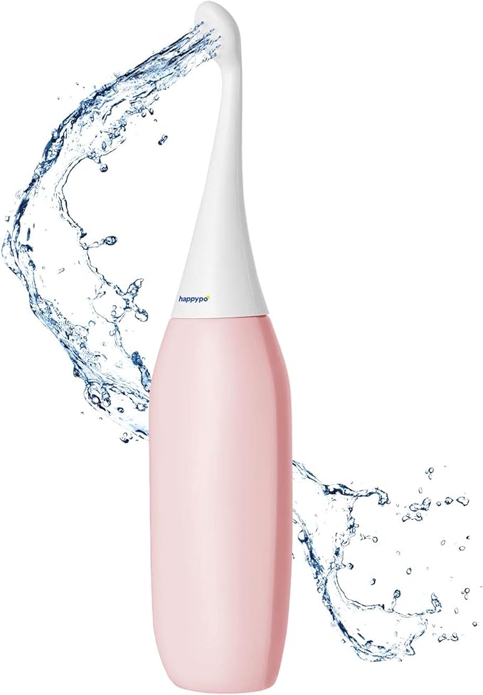 The Original HAPPYPO Portable Bidet l The Easy-Bidet 2.0 Replaces Wet Wipes and Shower Toilet l Portable Bidets Sprayer and Butt Shower for Travel - Peri Bottle Postpartum - Rose