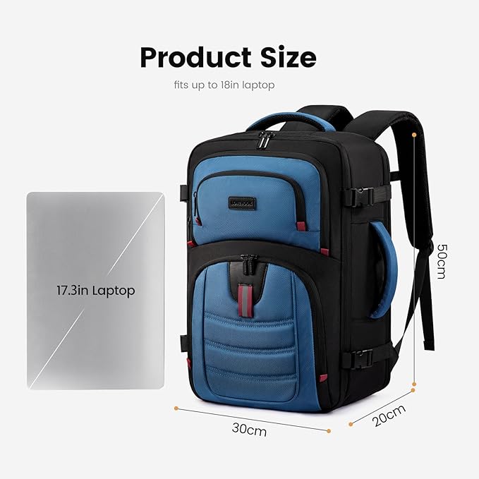 LOVEVOOK 40L Travel Backpack for Men, Airline Approved Carry On Bag with 3 Packing Cubes, TSA Overnight Bags, Waterproof Personal Item Bag, Weekender Essentials Backpacks fits 17.3" Laptop