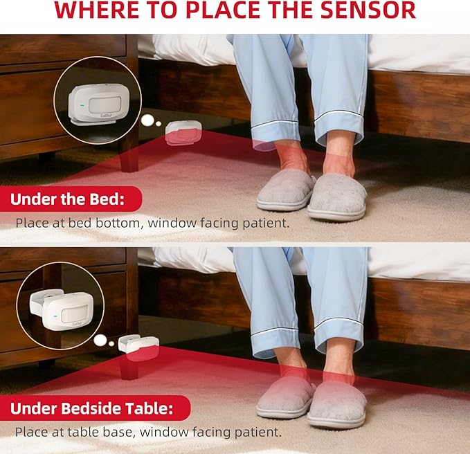 CallToU Bed Alarm for Elderly Adults Sensor Alarm and Fall Prevention for Elderly/Dementia and More,Portable Caregiver Pager Motion Sensor with 5 Volume Level