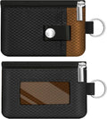 Minimalist RFID Blocking Small Wallet with ID Window,WaterResistant Zip Id Case Wallet with Lanyard Keychain for Cards,Cash,Travel,Women,Men (Black/Brown)