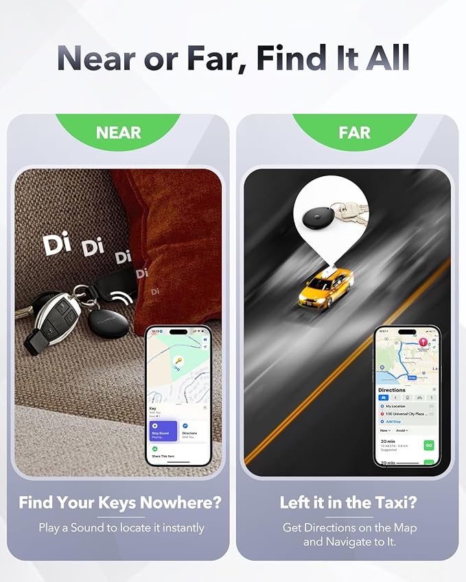 Air Tracker Tags-1 Pack for Apple Find My(iOS Only), Official MFi Certified, Smart Bluetooth Key Finder, Tracking Device for iPhone, Mini Finder Locator for Luggage, Backpack, Wallet, Bags, eBike