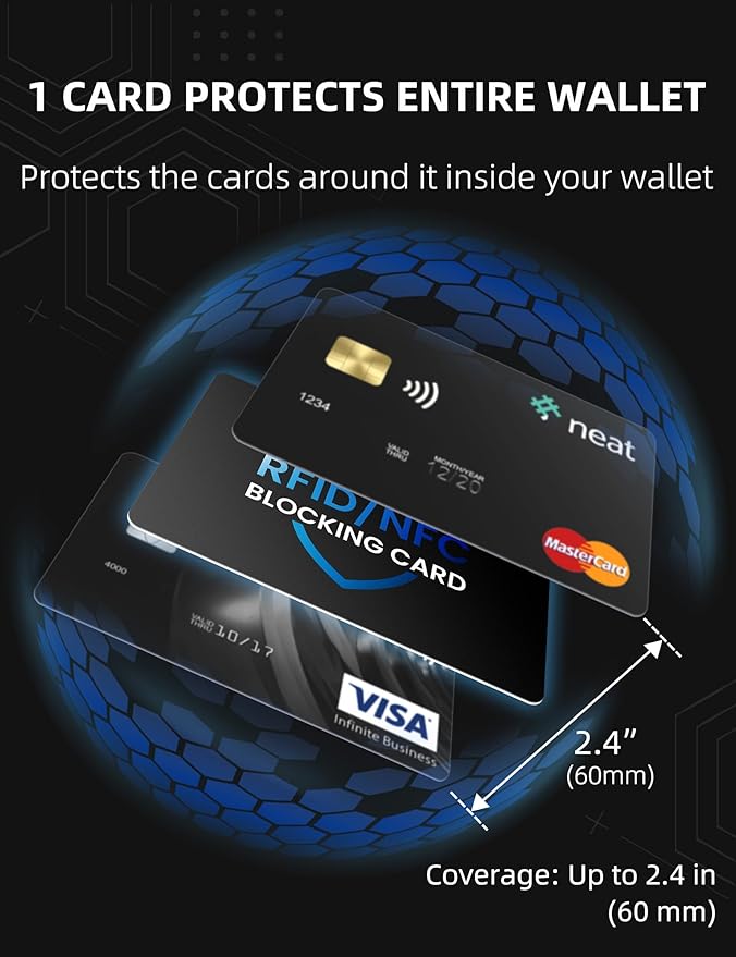 WHonor RFID Blocking Card 6 Pack, Bank Debit Credit Card Protector, Anti-Theft Contactless NFC Blocker, Entire Wallet Protection
