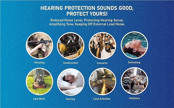 50 Pair of Soft Reusable Silicone Ear Plugs for Sleeping Swimming Concert Music Construction Work Industrial Shooting - Hearing Protection up to 25dB NRR - Waterproof Ear Plugs for Swimming Adult Men
