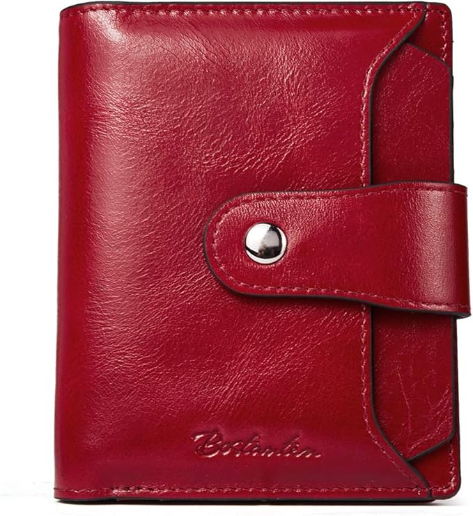 BOSTANTEN Women Leather Wallet RFID Blocking Small Bifold Zipper Pocket Wallet Card Case Purse with ID Window