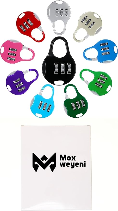 Moxweyeni 10 Pcs Digit Combinations Padlock Safe Cipher Lock Mini Combination Resettable Number for Suitcases Luggage Briefcases Computer Bags(Cute Style,Multicolor)