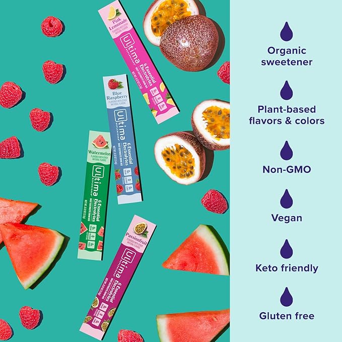 Ultima Replenisher Daily Electrolyte Powder – Tropical Variety Pack, 20 Stickpacks – Zero Sugar Hydration Packets with 6 Electrolytes and Minerals – Sugar Free, Plant Based & Keto Friendly Drink Mix