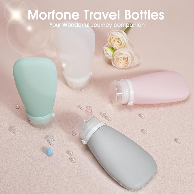 6Pcs Leakproof Travel Size Toiletries Bottles Set – Leakproof Silicone Travel Bottles TSA Approved, 3oz+2oz+1oz Travel Toiletry Set for Shampoo, Lotion, Cream