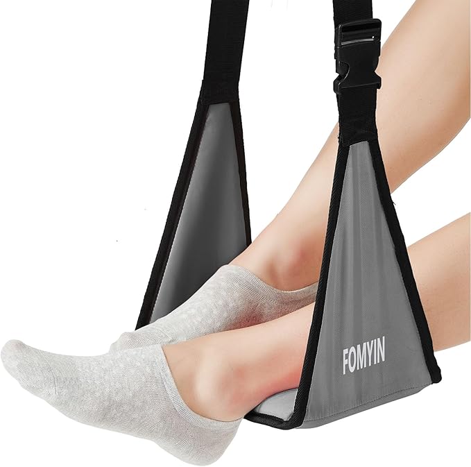 Airplane Footrest with No Feet Clashing Support Design, Portable Travel Foot Hammock to Relax Your Foot, Memory Foam Plane Foot Rest to Relieve Feet Soreness - Long Flights Essentials