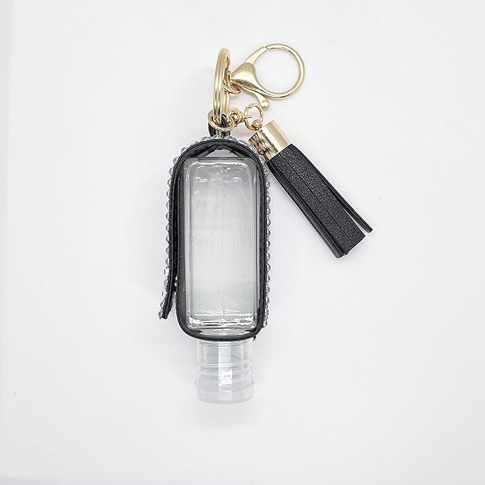 2 Pcs 1oz Bling Travel Bottle Case with Keychain, Travel Bottles for Alcohol, Hand Soap, Refillable Containers Portable