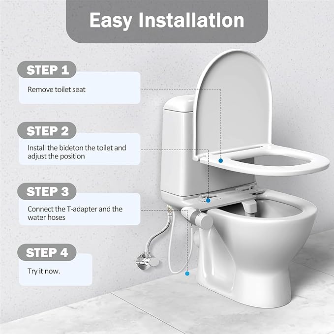 Ultra-Slim Bidet Attachment for Toilet, Non Electric Retractable Nozzles (Posterior/Feminine Wash) Hygienic Bidets Existing Toilets Seat, Adjustable Water Pressure, Water Sprayer Baday