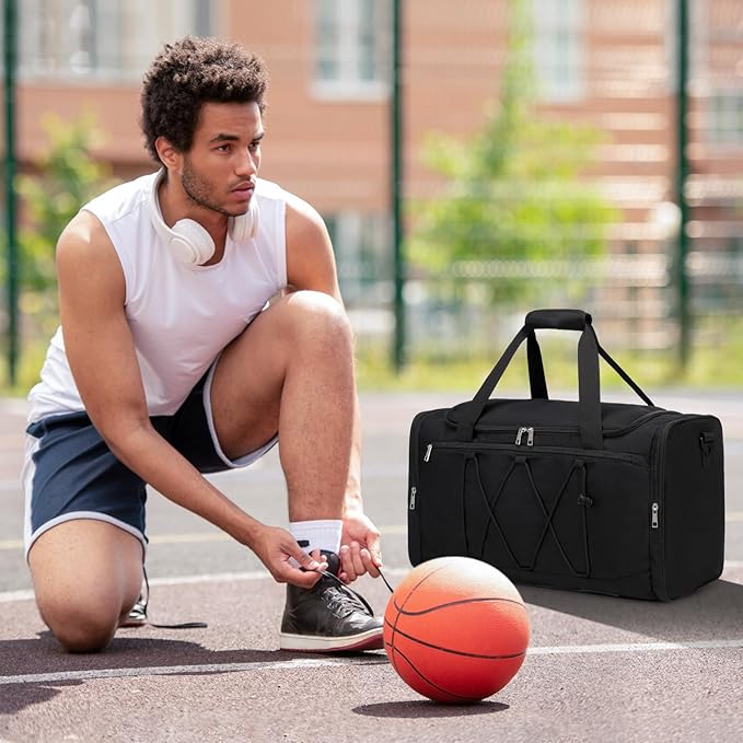 Scothen Sneaker Bag for Travel, Outdoor Sports Gym Bag Shoe Bags for 4 Pairs of Sneakers up to Size 14, Travel Duffel Bags with 3 Adjustable Dividers & Shoulder Strap, Sneakerhead Gift