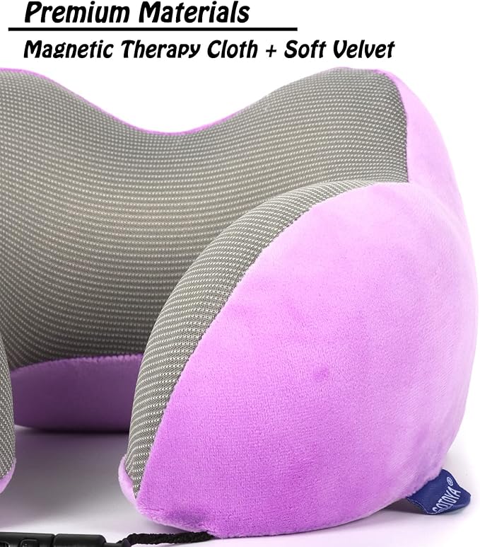 Travel Pillow,Travel Neck Pillows for Sleeping,100% Pure Memory Foam Soft Comfort & Support Pillow for Airplane/Car/Office&Home Rest Use-Violet