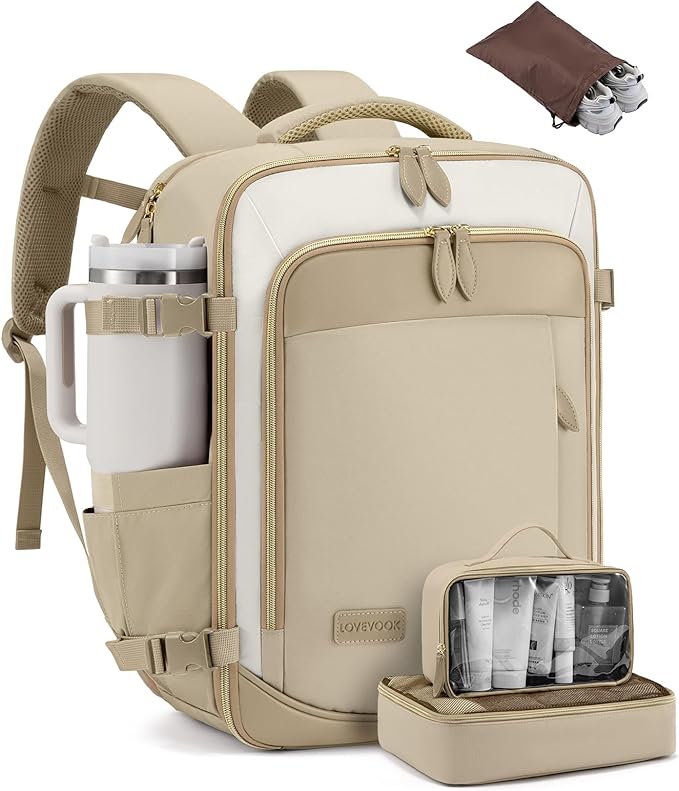 LOVEVOOK Travel Backpack for Women Men, 40L Carry On Backpack with 3 Packing Cubes,TSA Personal Item Travel Bag Airline Approved, Water Resistant Weekender Overnight Luggage Daypack