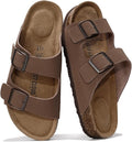 Project Cloud 100% Genuine Leather Flat Sandals For Women 2026 Cork Footbed Womens Sandals with Memory Foam and arch support Vacation Essentials Slides for Women Footwear (Venita)