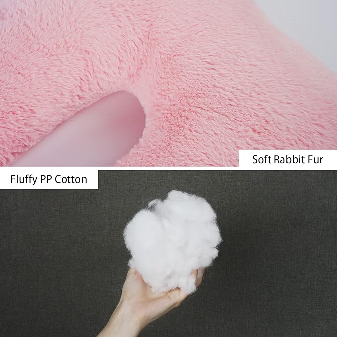 Atablyn Pink Soft Cotton Travel Neck Pillow -Ergonomic Support for Child and Adult Car Seats, Cozy Compact Pillow for Long-Distance Travel Essentials
