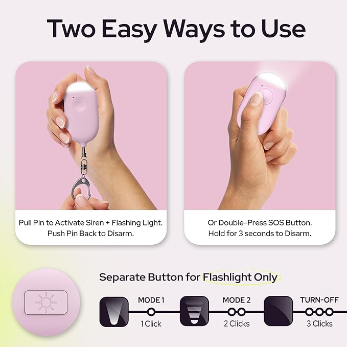 Weten Rechargeable Personal Alarm Keychain - 130dB Siren, LED Light - 3Pack Personal Safety Alert for Women to Carry - Panic Button Alarm for Security - Rape Whistle for Self Defense (Black&Pink&Blue)