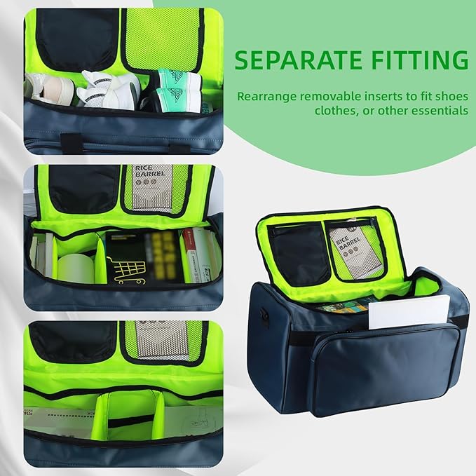 Sneaker Bag for Travel with 3 Adjustable Dividers for 4 Pairs of Shoes, 30L Outdoor Sports Bag/Gym Bag with Detachable Shoulder(Gray)