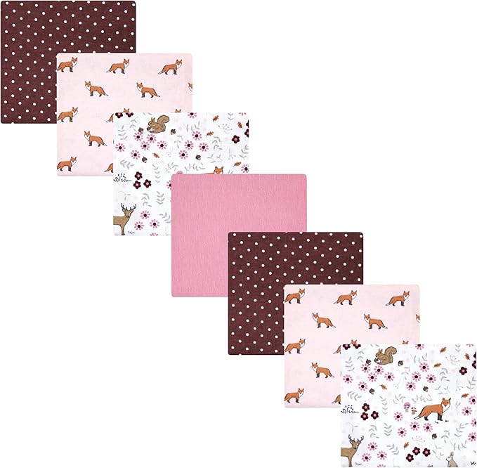 Hudson Baby Unisex Baby Cotton Flannel Receiving Blankets Bundle, Woodland Floral, One Size