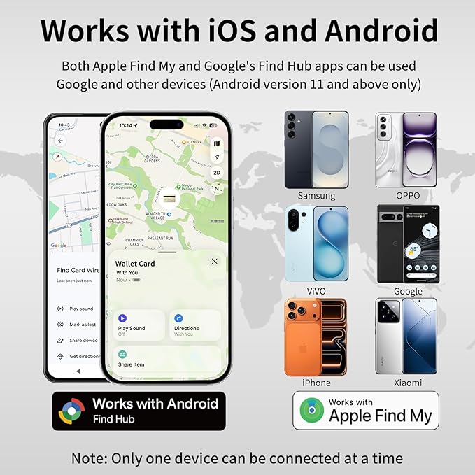 Wallet Tracker Card [Apple MFi Certified] (iOS and Android) Bluetooth Tracker Card, 0.07in Rechargeable Smart Tracking Card Work with Apple Find My, Keys, Luggage Tags, Bags, Passports, Purse(2 Pack)
